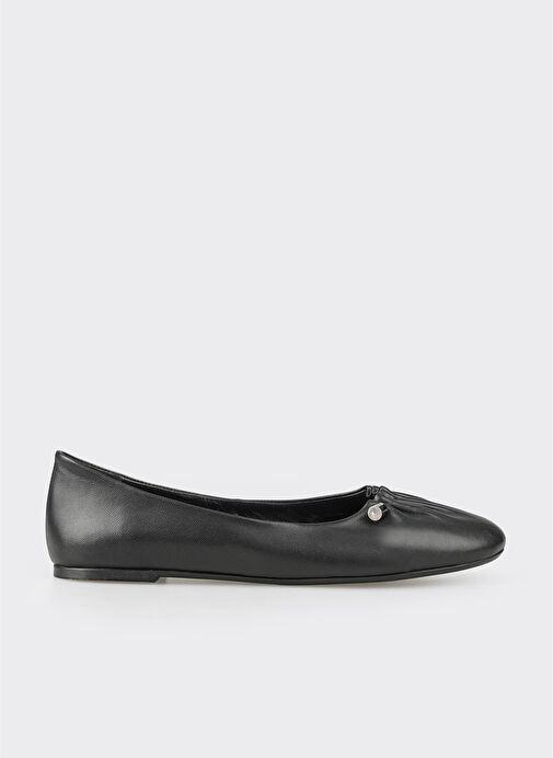 Siyah Deri Kadın Günlük Ayakkabı - Görsel 2