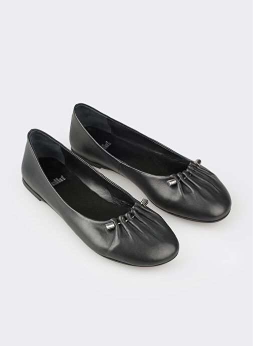 Siyah Deri Kadın Günlük Ayakkabı - Görsel 5
