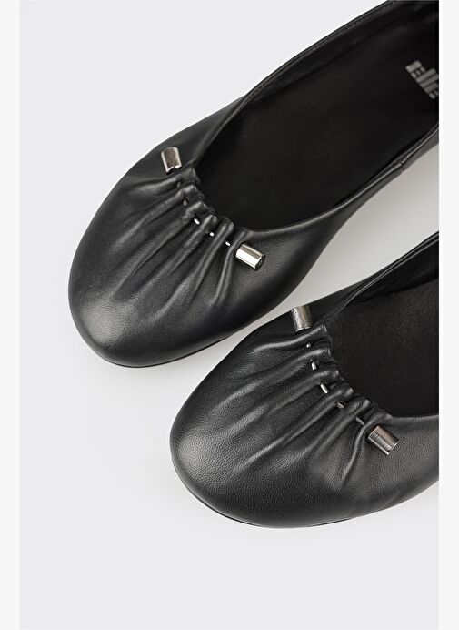 Siyah Deri Kadın Günlük Ayakkabı - Görsel 10