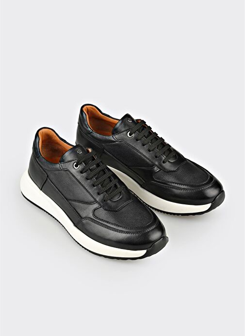 Siyah Deri Erkek Spor Ayakkabı - Görsel 3