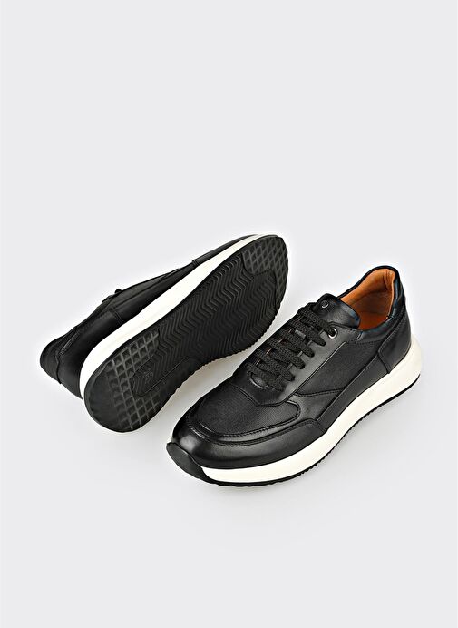 Siyah Deri Erkek Spor Ayakkabı - Görsel 4
