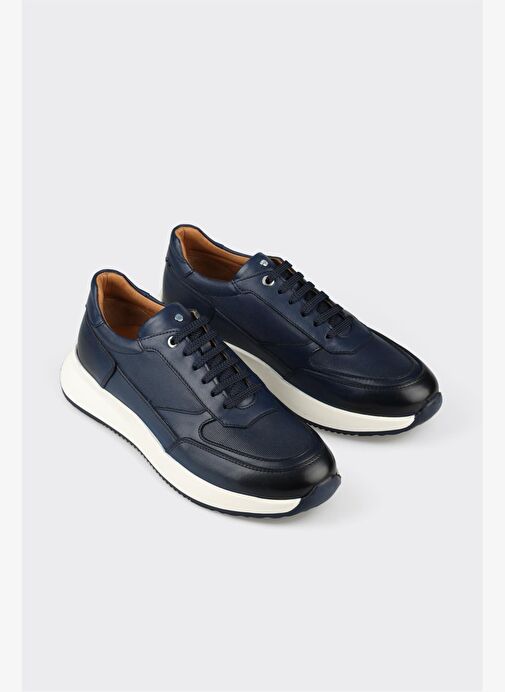Lacivert Deri Erkek Spor Ayakkabı - Görsel 4