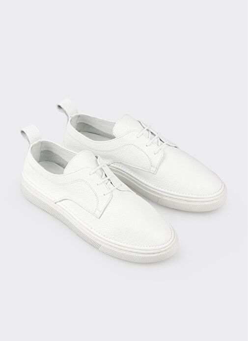 Beyaz Deri Kadın Spor Ayakkabı - Görsel 3