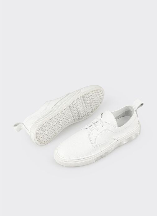 Beyaz Deri Kadın Spor Ayakkabı - Görsel 4