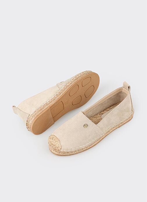 Bej Deri Kadın Espadril - Görsel 4