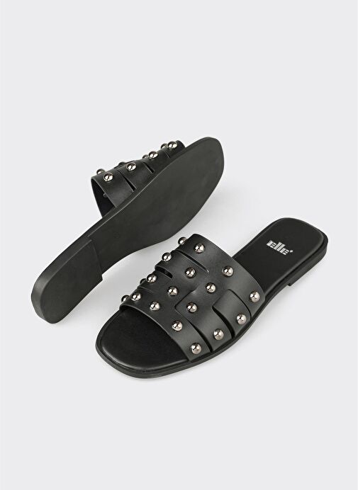 Siyah Kadın Düz Terlik - Görsel 4