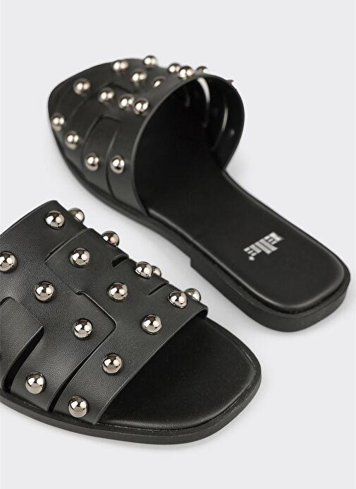 Siyah Kadın Düz Terlik - Görsel 6