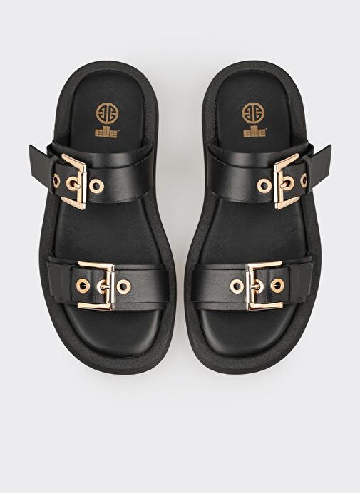 Siyah Deri Kadın Spor Terlik - Görsel 5