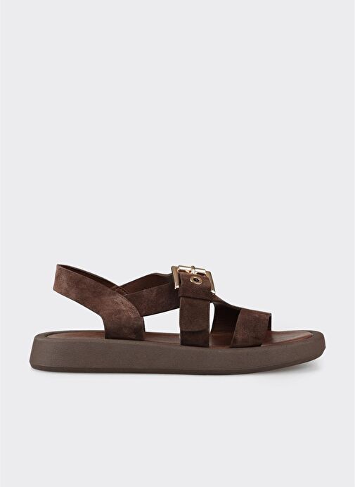 Kahve Deri Kadın Sandalet - Görsel 2