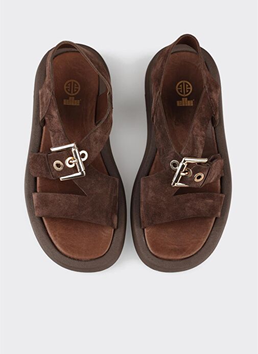 Kahve Deri Kadın Sandalet - Görsel 5