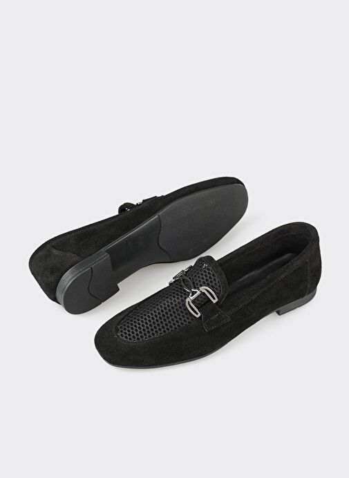 Siyah Deri Kadın Loafer - Görsel 4