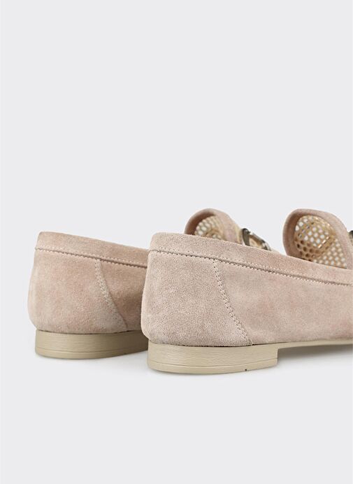 Bej Deri Kadın Loafer - Görsel 6