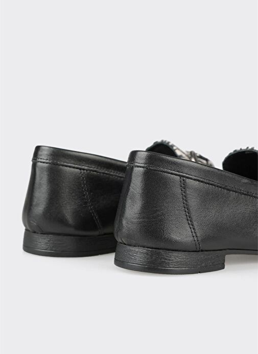 Siyah Deri Kadın Loafer - Görsel 11