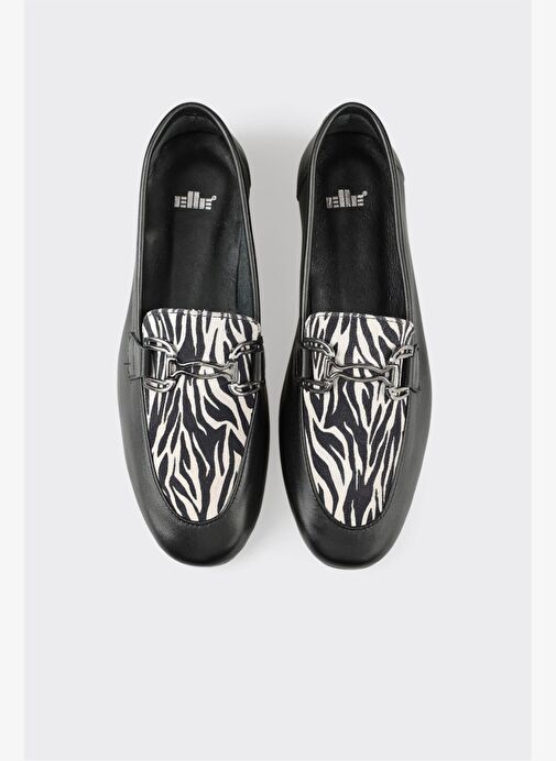 Siyah Deri Kadın Loafer - Görsel 9