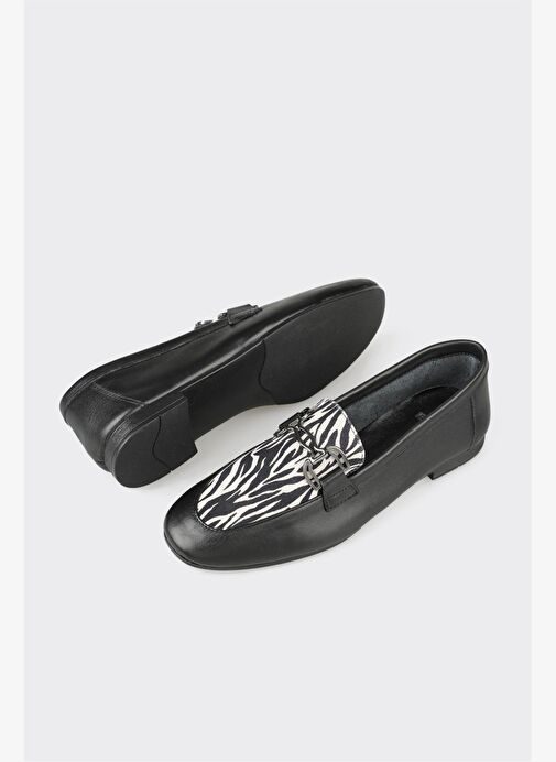 Siyah Deri Kadın Loafer - Görsel 7