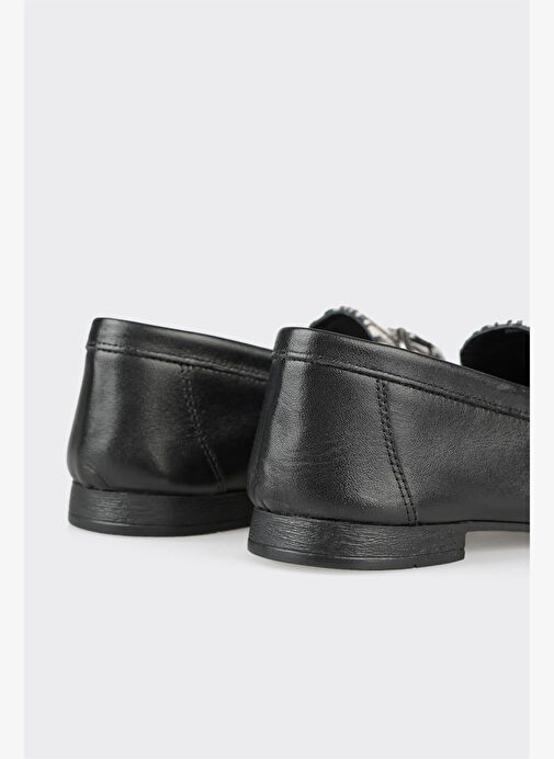Siyah Deri Kadın Loafer - Görsel 10
