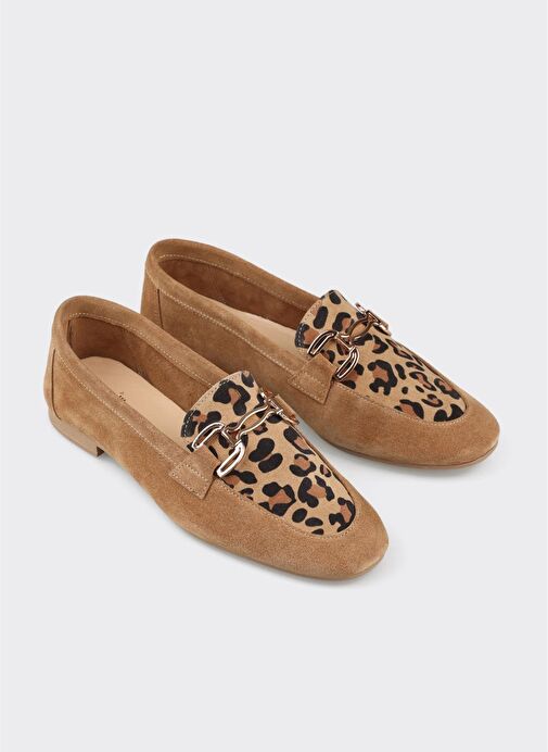 Camel Deri Kadın Loafer - Görsel 3