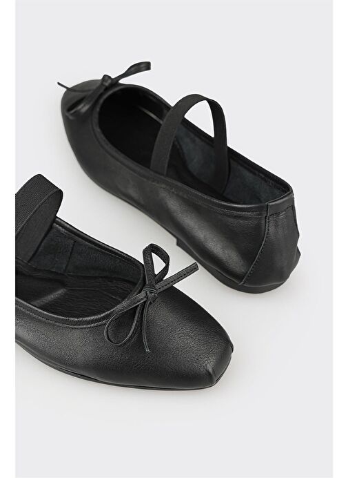 Siyah Deri Kadın Günlük Ayakkabı - Görsel 6