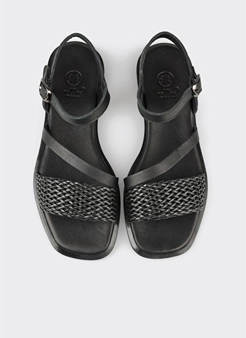 Siyah Kadın Düz Sandalet - Görsel 5