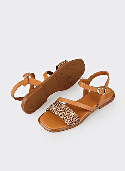 Taba Kadın Düz Sandalet - Görsel 5