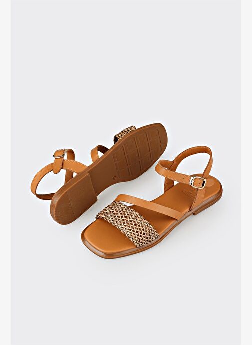 Taba Kadın Düz Sandalet - Görsel 6