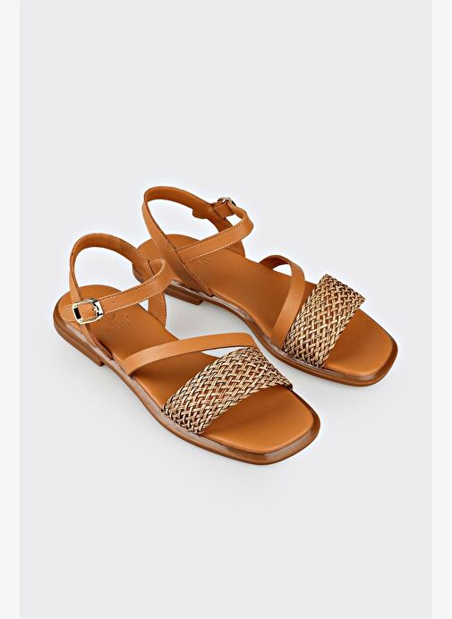 Taba Kadın Düz Sandalet - Görsel 4