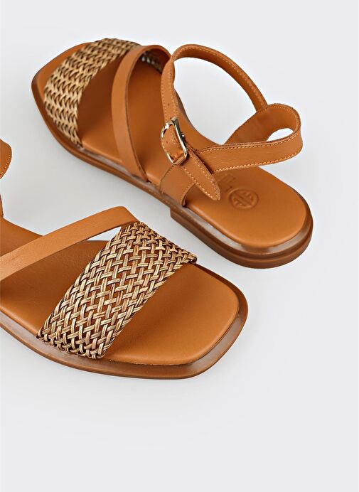 Taba Kadın Düz Sandalet - Görsel 8