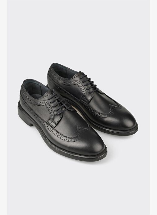 Siyah Deri Erkek Klasik Ayakkabı - Görsel 5