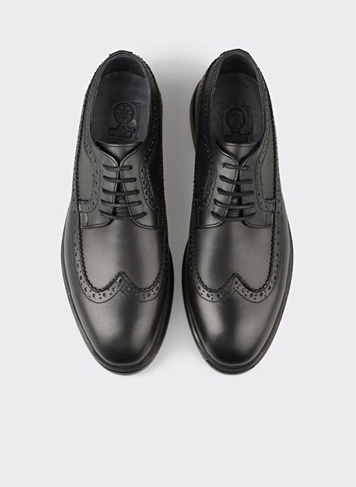 Siyah Deri Erkek Klasik Ayakkabı - Görsel 8