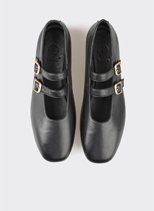 Siyah Deri Kadın Günlük Ayakkabı - Görsel 5