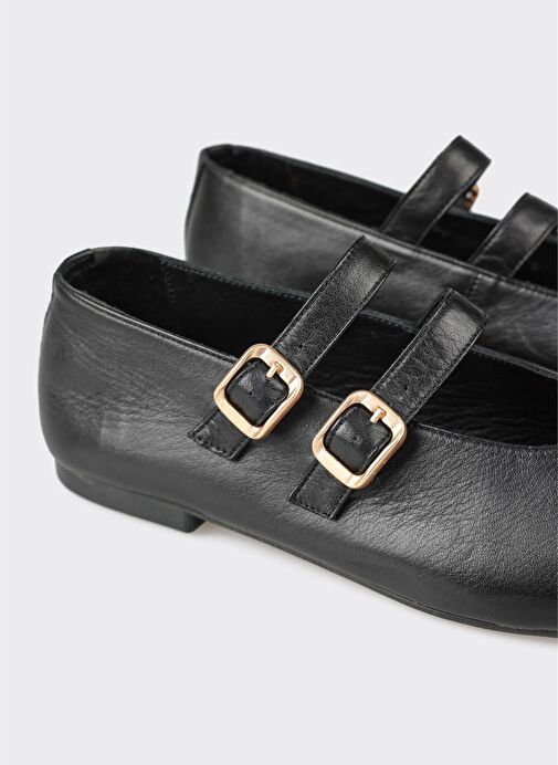 Siyah Deri Kadın Günlük Ayakkabı - Görsel 6