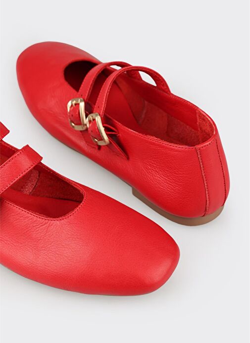 Kırmızı Deri Kadın Günlük Ayakkabı - Görsel 7