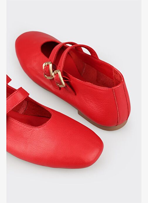 Kırmızı Deri Kadın Günlük Ayakkabı - Görsel 10