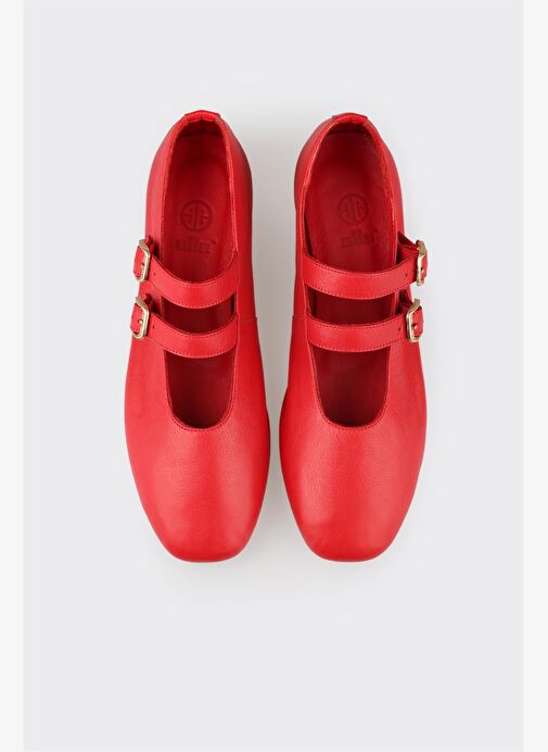 Kırmızı Deri Kadın Günlük Ayakkabı - Görsel 8
