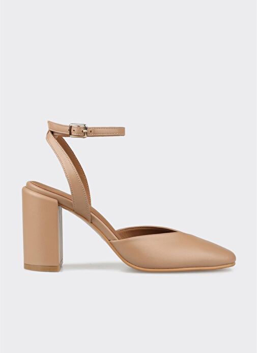 Naturel Deri Kadın Topuklu Ayakkabı - Görsel 2