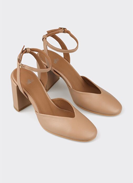 Naturel Deri Kadın Topuklu Ayakkabı - Görsel 3