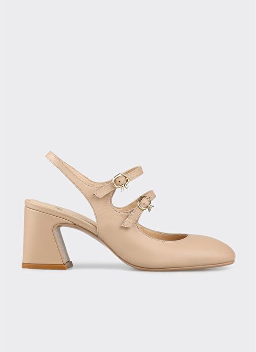 Naturel Deri Kadın Topuklu Ayakkabı - Görsel 2