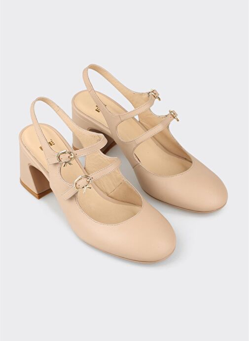 Naturel Deri Kadın Topuklu Ayakkabı - Görsel 3