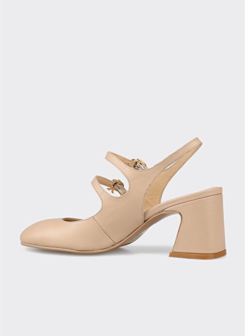 Naturel Deri Kadın Topuklu Ayakkabı - Görsel 4