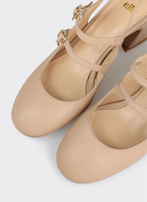 Naturel Deri Kadın Topuklu Ayakkabı - Görsel 5