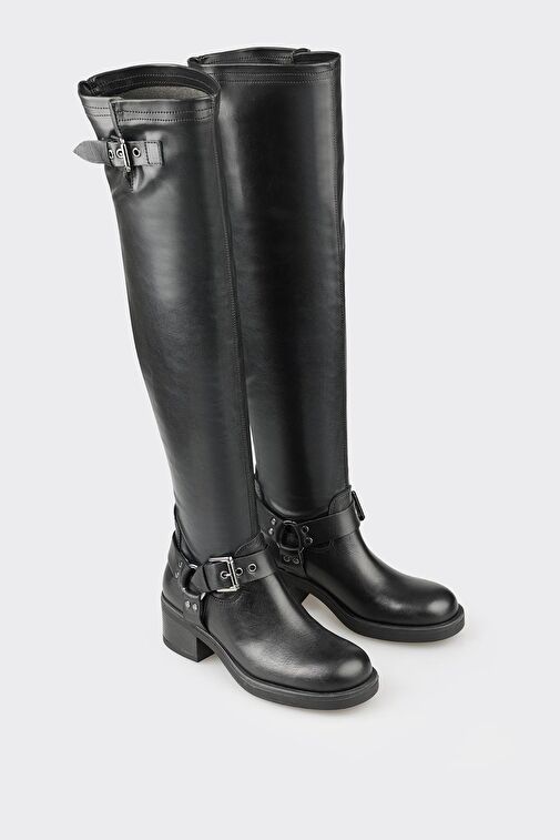 Siyah Kadın Düz Çizme - Görsel 3