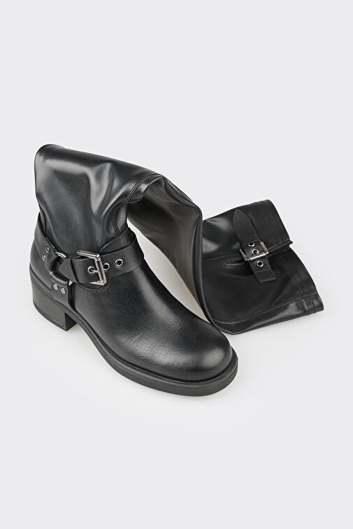 Siyah Kadın Düz Çizme - Görsel 5