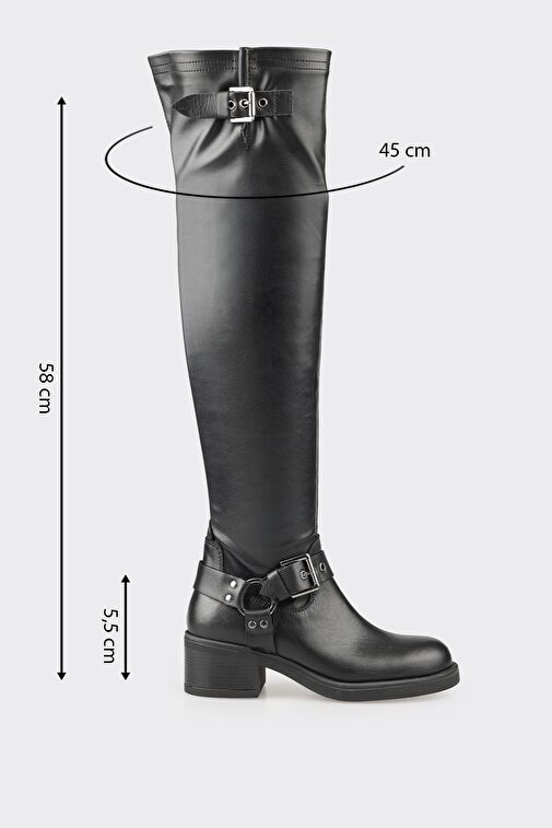 Siyah Kadın Düz Çizme - Görsel 6