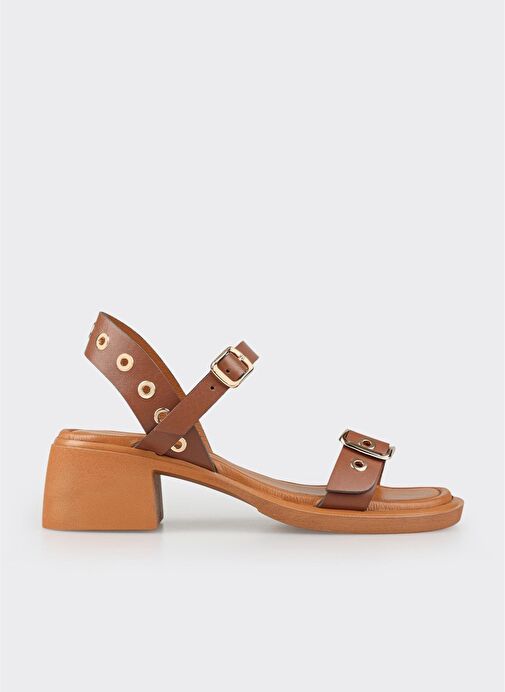Taba Deri Kadın Günlük Sandalet - Görsel 2