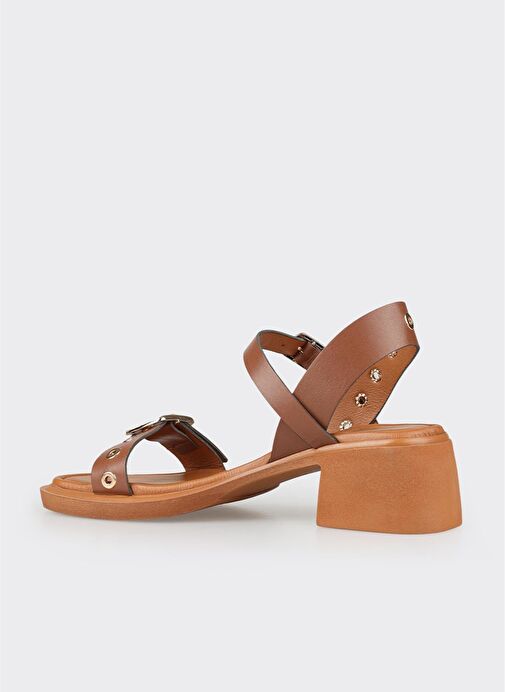 Taba Deri Kadın Günlük Sandalet - Görsel 4