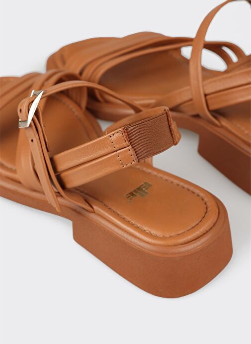 Taba Deri Kadın Düz Sandalet - Görsel 6