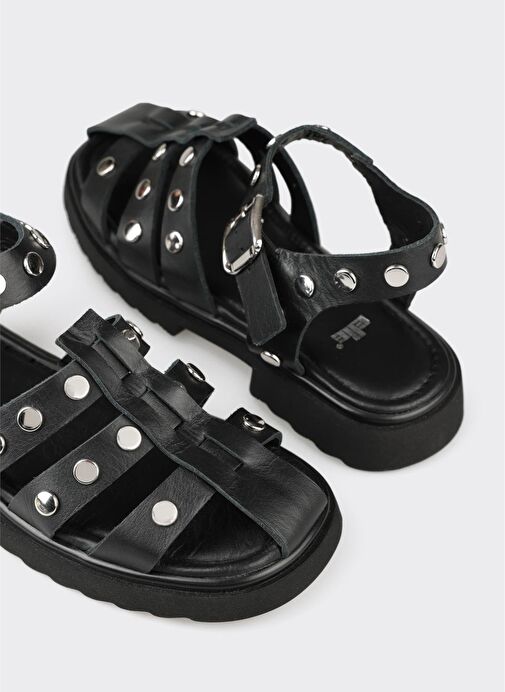 Siyah Deri Kadın Günlük Ayakkabı - Görsel 6