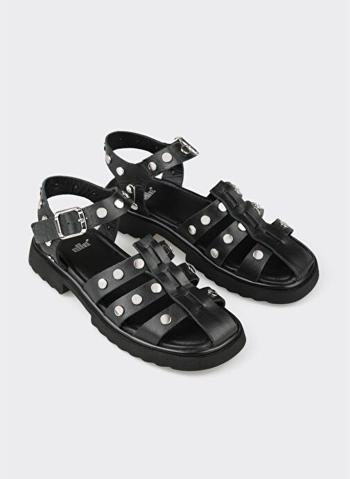 Siyah Deri Kadın Günlük Ayakkabı - Görsel 3