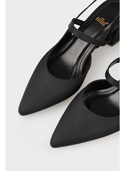 Elle Siyah Kadın Saten Topuklu Ayakkabı AMALJA-2 - Görsel 5
