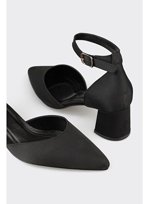 Elle Siyah Kadın Saten Topuklu Ayakkabı KNAVS-1 - Görsel 5